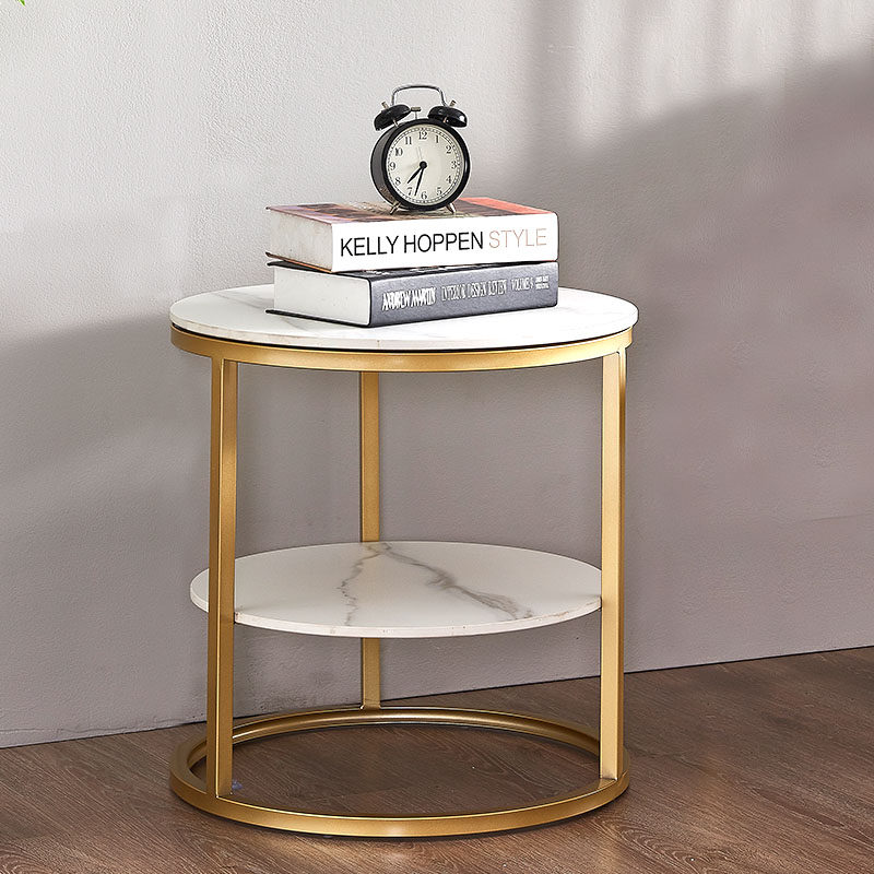 Nordic side table simple living room small apartment light luxury modern bedside table wrought iron metal creative home small round side table
