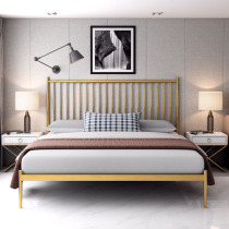 Nordic light luxury bed 1 8 m 1 5 M simple modern iron bed small apartment double B & B metal stainless steel bed