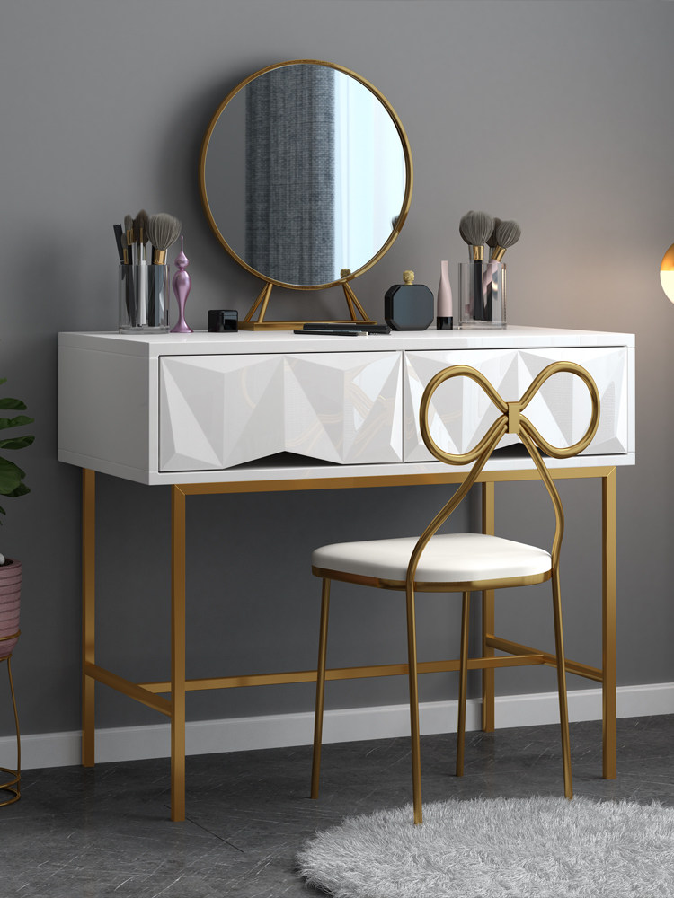 Light luxury dressing table bedroom small apartment postmodern ins princess style Italian paint Nordic simple makeup table cabinet