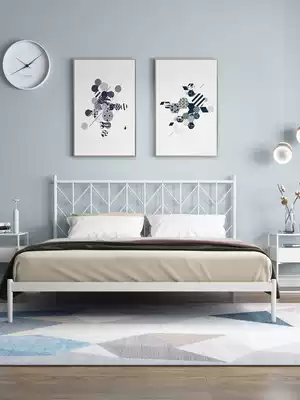 Iron bed frame double bed Nordic modern simple 1 8 M master bedroom small apartment minimalist style princess light luxury iron frame bed