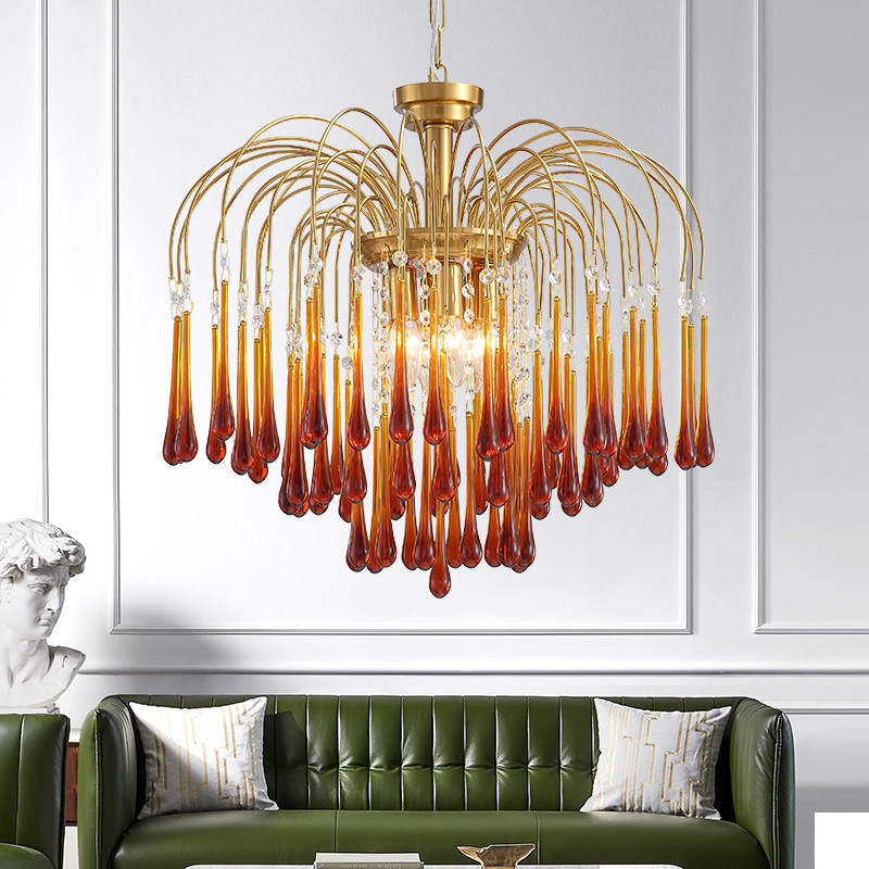 Retro Imitation Italian Glazed Drop Glass Chandelia Classical Light Lavish Living Room Bedroom Aisle Genguan Cloakroom