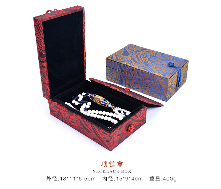 Vintage Satin Buckle Hộp trang sức thổ cẩm Jade Ring Box Mặt dây chuyền Vòng tay hạt Vòng đeo tay Hộp - Vòng đeo tay Cuff vòng pandora