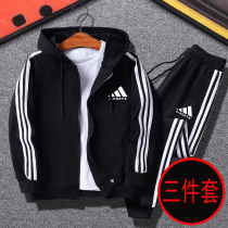Boys spring and autumn suit children sportswear 3 three sets 2022 new CUHK childrens clothing pure cotton necropolis