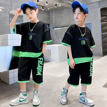 Boy Summer Suit Children Sports Two Sets 2022 New CUHK Child Inserts Short Sleeve Summer Casual Pure Cotton
