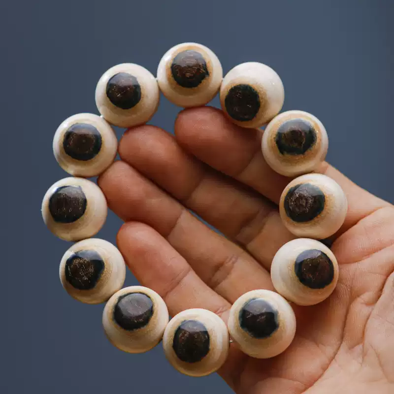 猛犸象牙手串圆珠悟仰堂民族风冰料老型手串手工干磨奶油黄猛犸牙