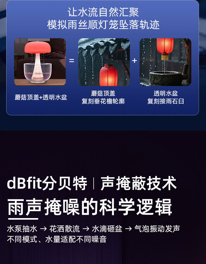 Сон инструмент 分贝特自然雨声白噪音睡眠仪家用办公学习安神助眠神器
