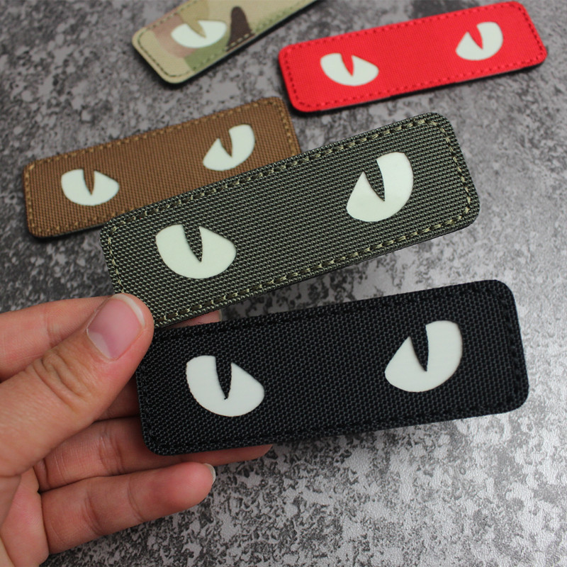 Laser Engraving Luminous Cat Eye Magic Patch Daredevil's Eye Personality Stickup Safety Helmet Sticker Arm Badge Morale Badge