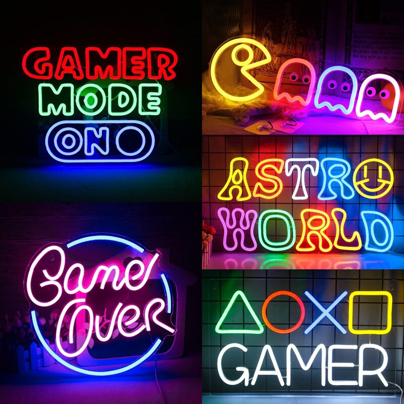 E-Sports Hotel Internet Cafe Neon Lights Indoor and Outdoor Wall Decorative Lights E-Sports Room Game Hall Luminous Character Shape Lights