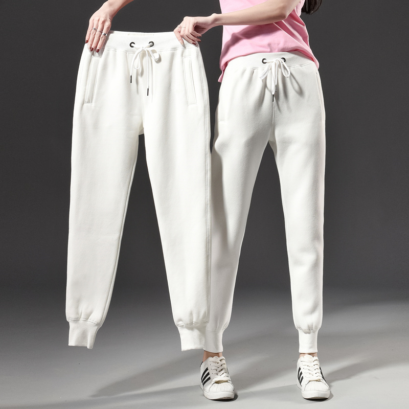 2024 New Spring and Autumn Women's Loose-Fitting Jogger Pants, Pure Cotton Thin Carrot Pants, White Casual Tapered Trousers