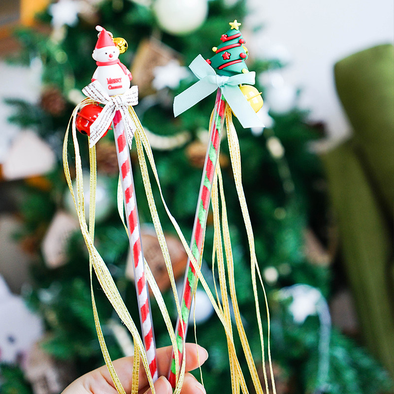 Snowman Candy and Christmas Tree Christmas New Year's theme Golden Line Bell Teasing Cat Sticks