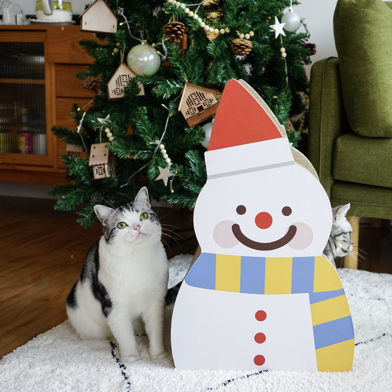 Happy winter warm snowman cat cat cat meow Doro meow Christmas New Year gift cat grinding paw toys