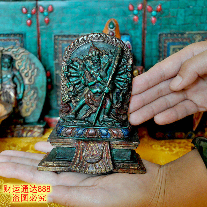 Nepal hand-fired painted Kalachakra Bodhisattva Buddha Statue of Ruba Buddha height 12 cm