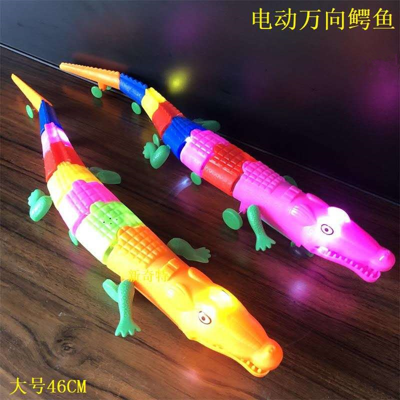 Lead rope crocodile electric universal crocodile new light-emitting band music toy stall crawling simulation animal 1-3-6