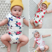 Bé sườn xám kiểu jumpsuit mùa hè bé Trung Quốc gió-ha-mặc quần áo sơ sinh tấm khóa bọc rắm quần áo mùa hè.