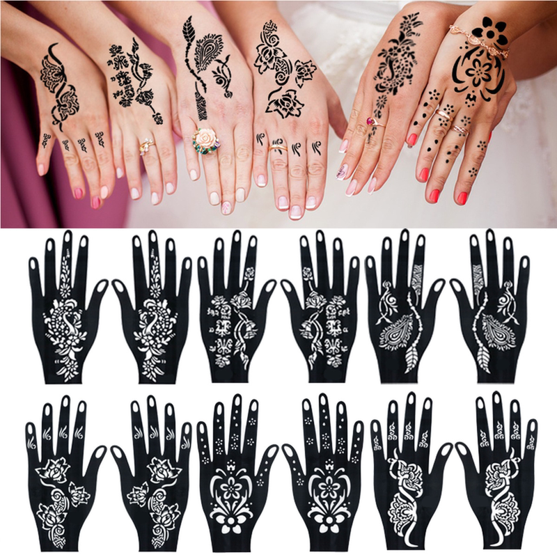 Palm Tattoo Sticker Template Indian Spray-Painted Hollow Template Original Hand-Shaped Painted Juice Tattoo Hand Mask Temporary Fresh