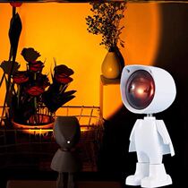  Mini outdoor wall lamp Robot astronaut charging bedroom living room remote control Golden girl focusing yellow sunset sunset lamp