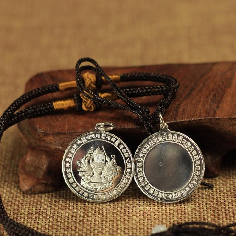 Sterling silver Buddha statue 925 silver quasi-lift mirror pendant silver jewelry quasi-ti Buddha mother mirror bodyguard