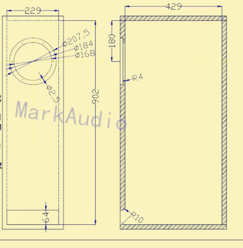 Mark 8 inch Full frequency HIFI Sound empty wooden case DIY speaker empty box with fever bookshelf sound speaker shell