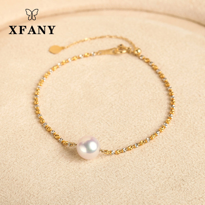 (Hivaney) Japan's akoya sky female seawater pearl handmade 18K color gold diamond chain can adjust the ins and wind