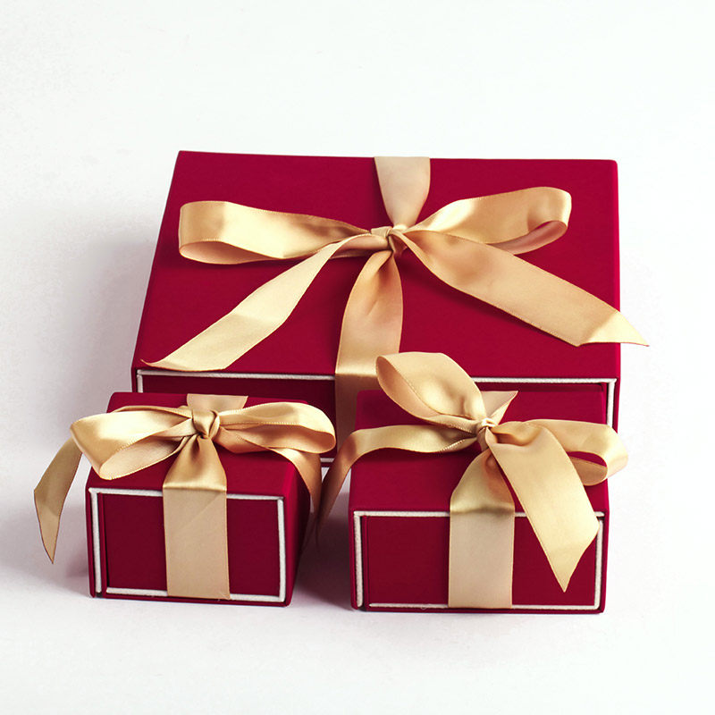 Ribbon bow red silk gift box packaging high-grade gift box necklace hand ring ring box set box