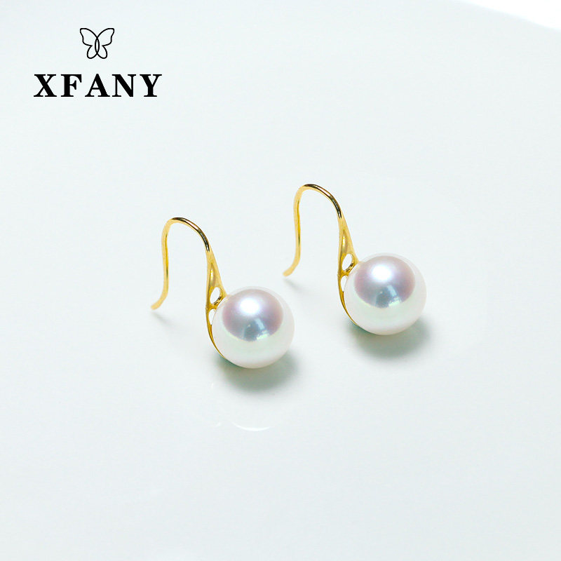 (Hivaney) Japan AKOYA pearl earnail high heel shoe classic with seawater pearl 18K gold