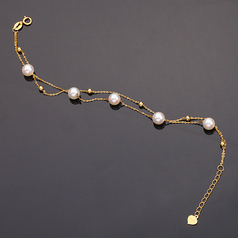 Sky star double bracelet Shivani fine round strong light Japan Akoya seawater pearl bracelet 5-6 18K gold