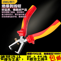 Del insulated wire stripping pliers 6 inch industrial grade electrician VDE pressure stripping cable wire stripping shear DL515006