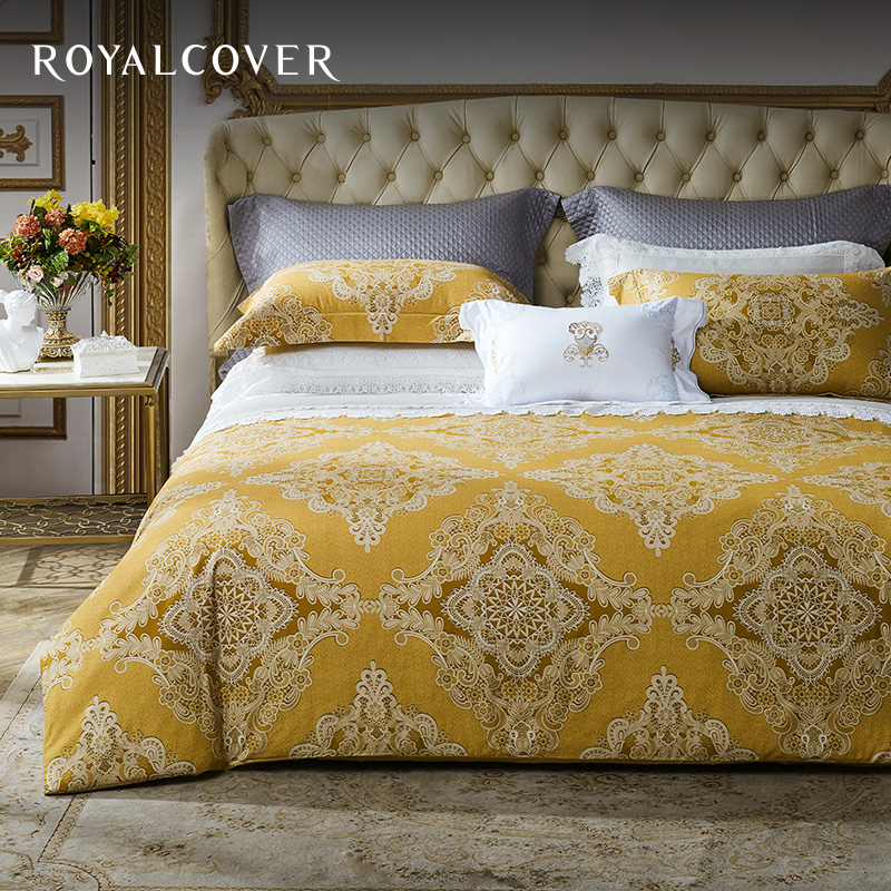 Rocaf European lace pattern printed bedding set Cotton brushed thickened four-piece set Winter Princess Mathilde