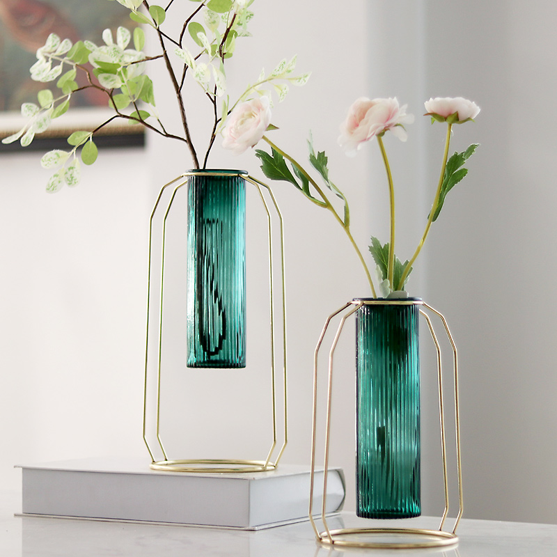 Vase Nordic Creative Minima Light Lavish Metal Glass Modern Emulation Decoration Hydroponic Living-room Table Vase Pendulum Pieces