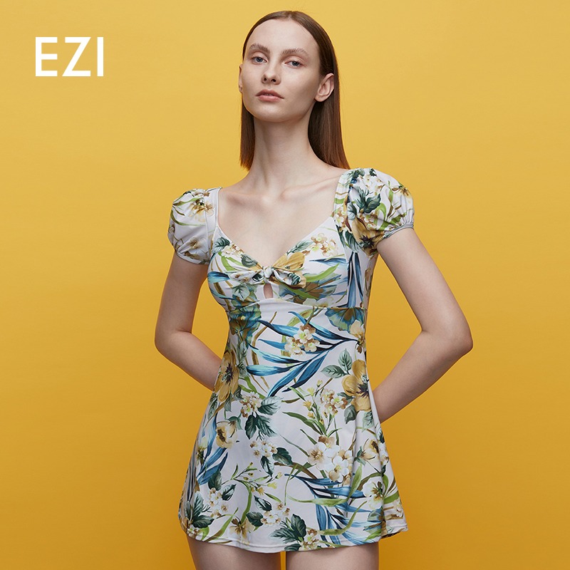 Yizi New Ladies Swimsuit One-Piece Skirt Bow Knot