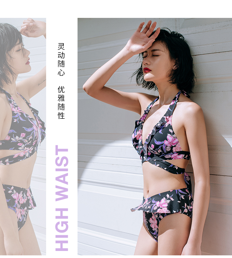 Yizi bikini áo tắm nữ mới chia tay áo tắm gợi cảm ngực nhỏ tụ tập áo tắm kỳ nghỉ bên bờ biển bikini 2 mảnh màu hồng