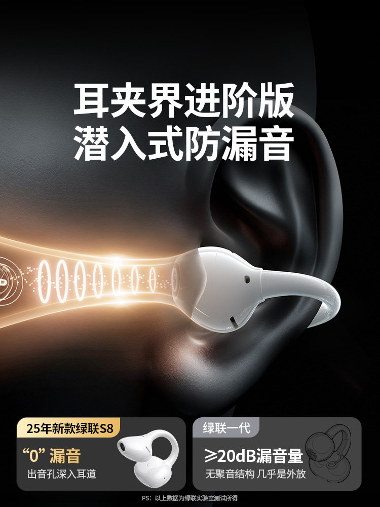 Greenlink S8 Ear Clip-On Headphones Bluetooth Wireless Open-Type Non-In-Ear Noise Reduction Sports 2025 New Model Ai Translation