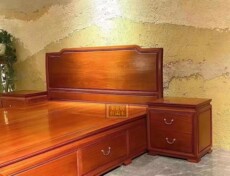 товар из китая 红木家具 缅甸花梨中式红木大床 大果紫檀加厚独板原木床