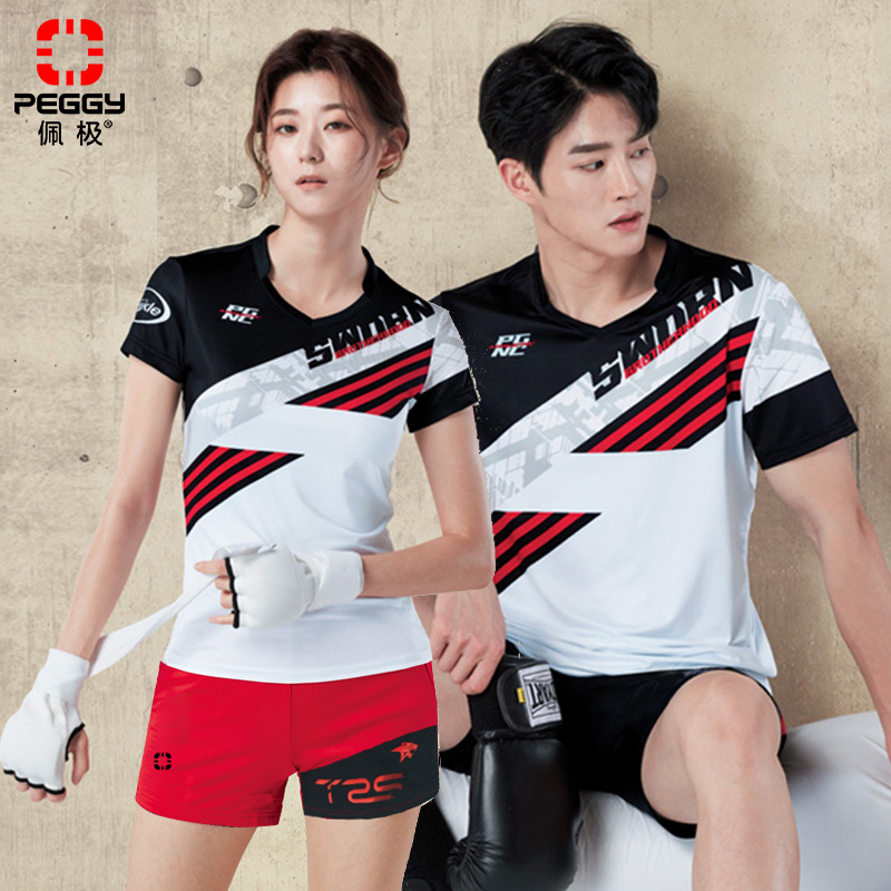 Peiji 2021 spring and summer new badminton clothes men's and women's suits tops T-shirts red shorts quick-drying