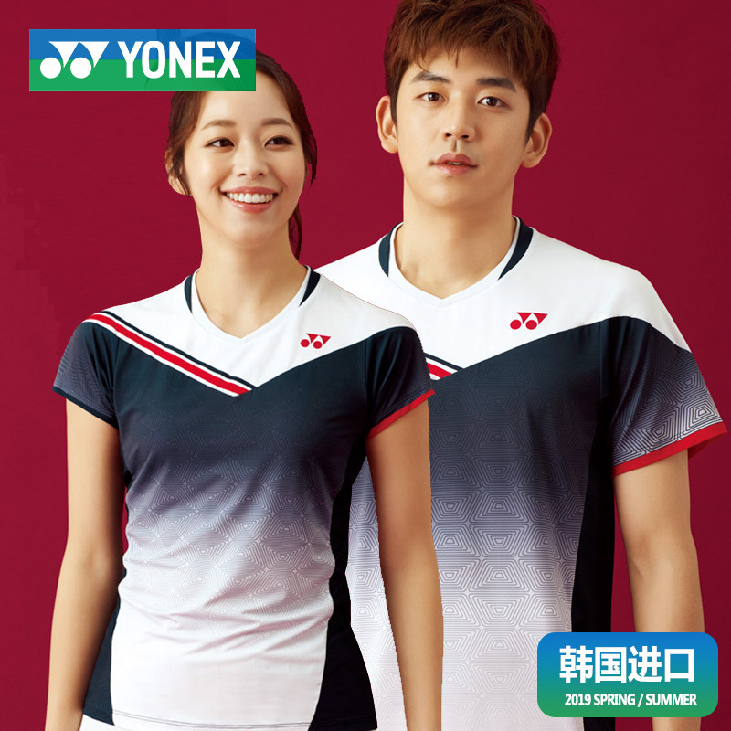 Yonex badminton clothing men's and women's white short-sleeved breathable sweat-absorbing professional quick-drying sportswear new top