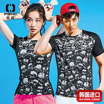 Peijia spring and summer new feather clothing mens and womens short sleeve fashion pattern t-shirt thin quick dry fitness training suit