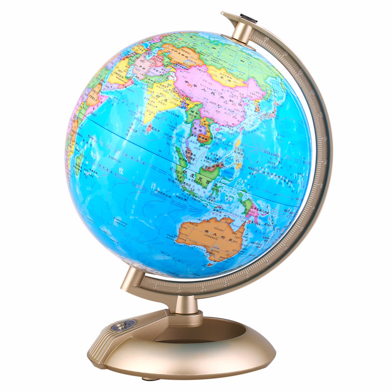 Bo Globe 20cm New Curriculum Standard Student Light Globe Political District Globe HD Big Word Edition Environmentally Friendly Durable LED Light Safety Wireless Lamp Holder New Year Gift