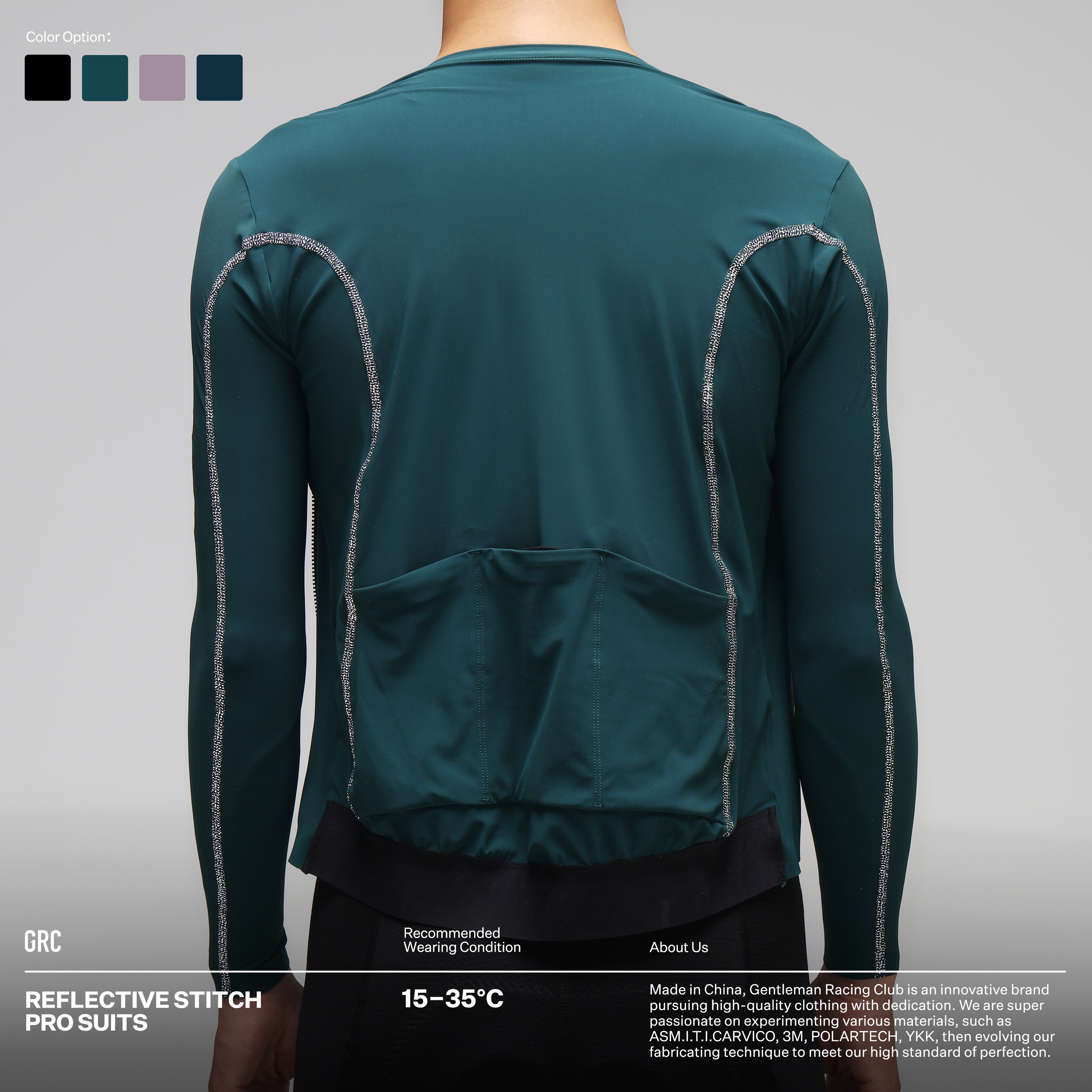 GRC Endless Riding Suit 21 Reflective Line Sun Protection Long Sleeve Blouse Fast Dry Road Bike Ride male