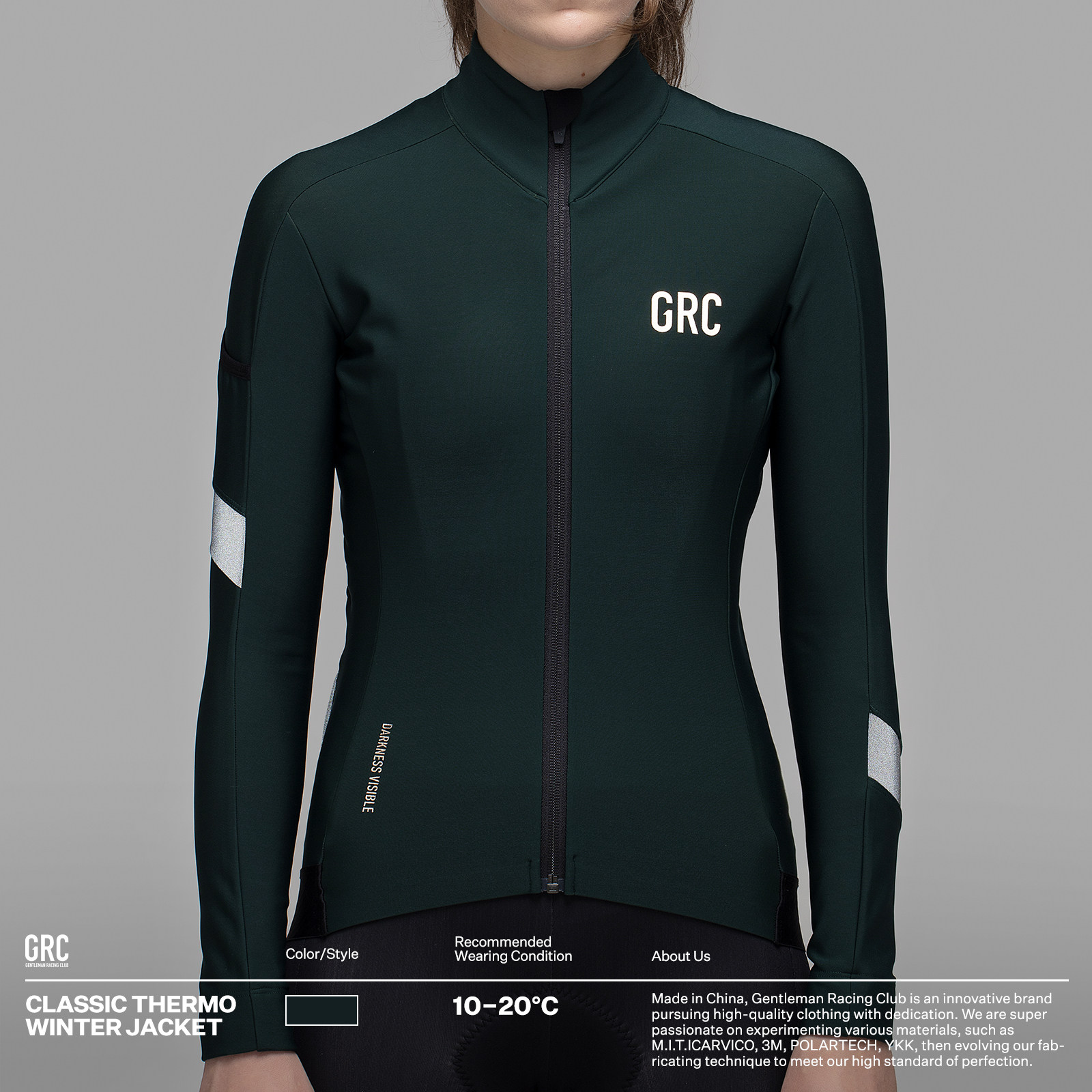 GRC Endless Riding Suit Dark Night Green Jacket Autumn Winter Grip Suede Warm Road Bike Ride women