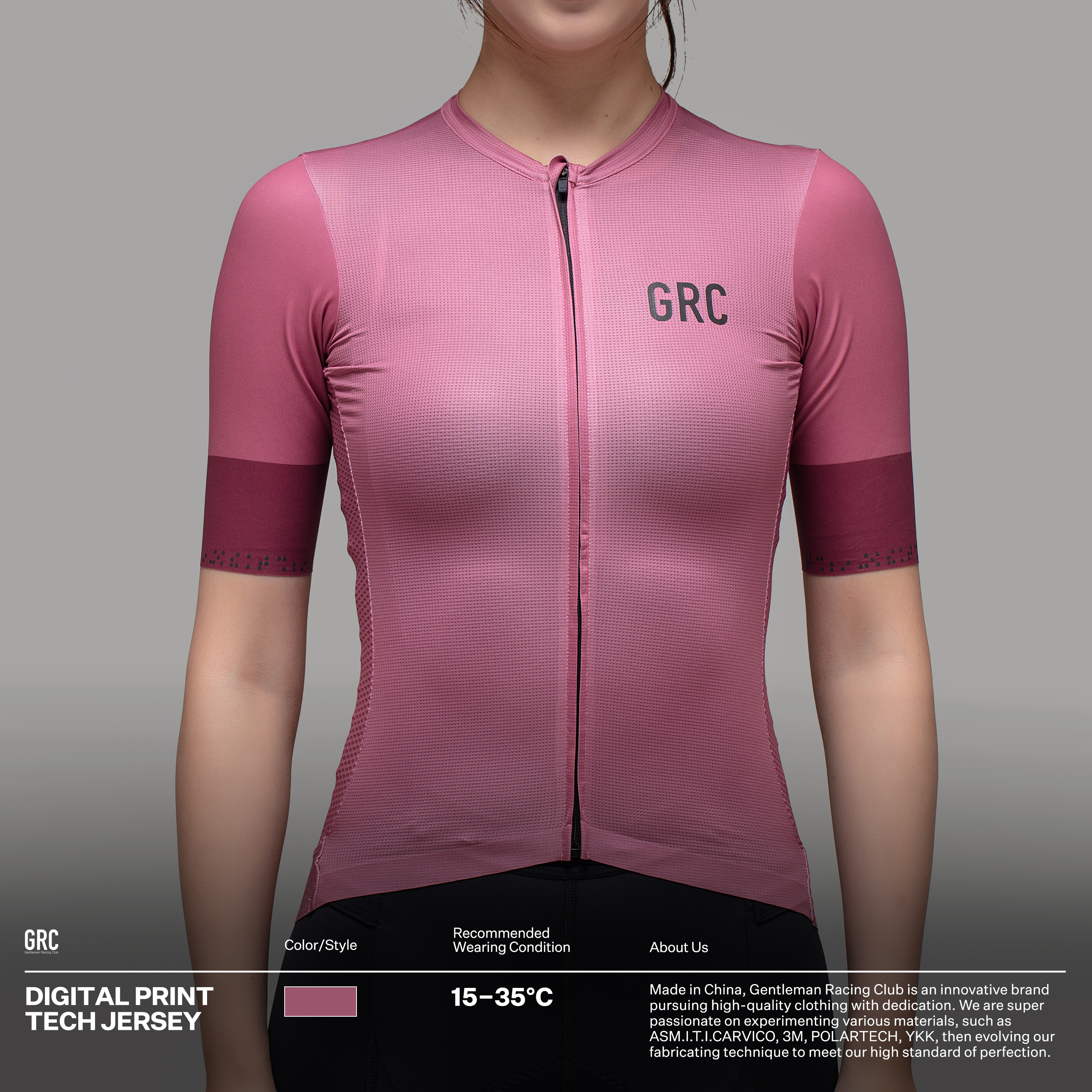 GRC unruly endless riding suit pink short-sleeved top summer antibacterial temperature-controlled road bike riding suit women