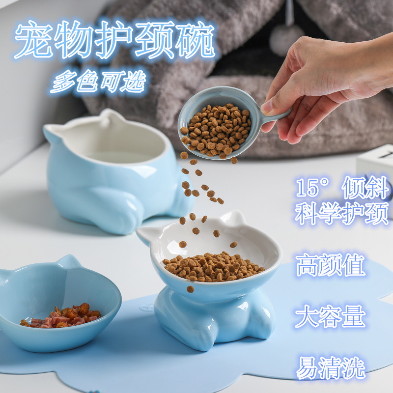 Kitty Bowl Eating Basin Cat Bowl ceramic drinking bowl Pet Bowl Small Q Bowl protect the cervical spine Litter Cat anti-roll