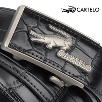 Cadile crocodile leather automatic buckle belt business Youth belt cowhide pants crocodile pattern middle-aged belt male