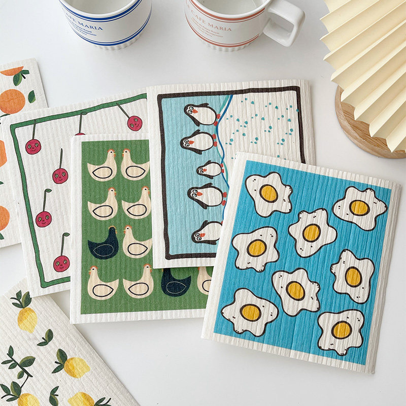 *Muny*Wood pulp cotton rag wash dishwash cloth environmental absorption cloth kitchen cleaning artifacts brush dishwash cloth