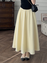 Zhang Astral 24Spring Early Spring Winner Custom Lemon Yellow Style Light Sensation A Character Tightness Waist Half Body Umbrella Skirt