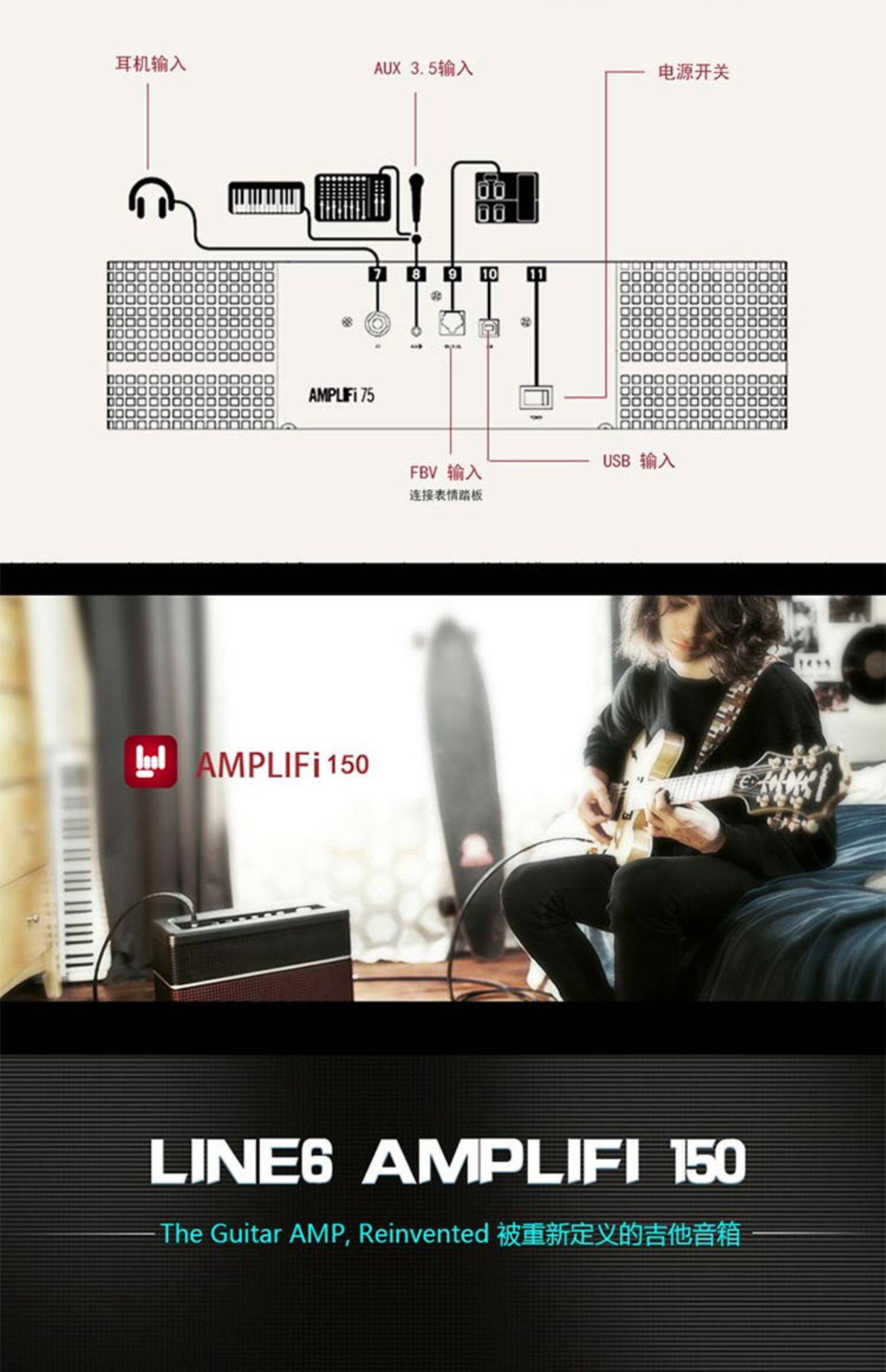 Гитарный усилитель line6 amplifi 150 电吉他音箱 可蓝牙连接ios安卓设备 特价好礼