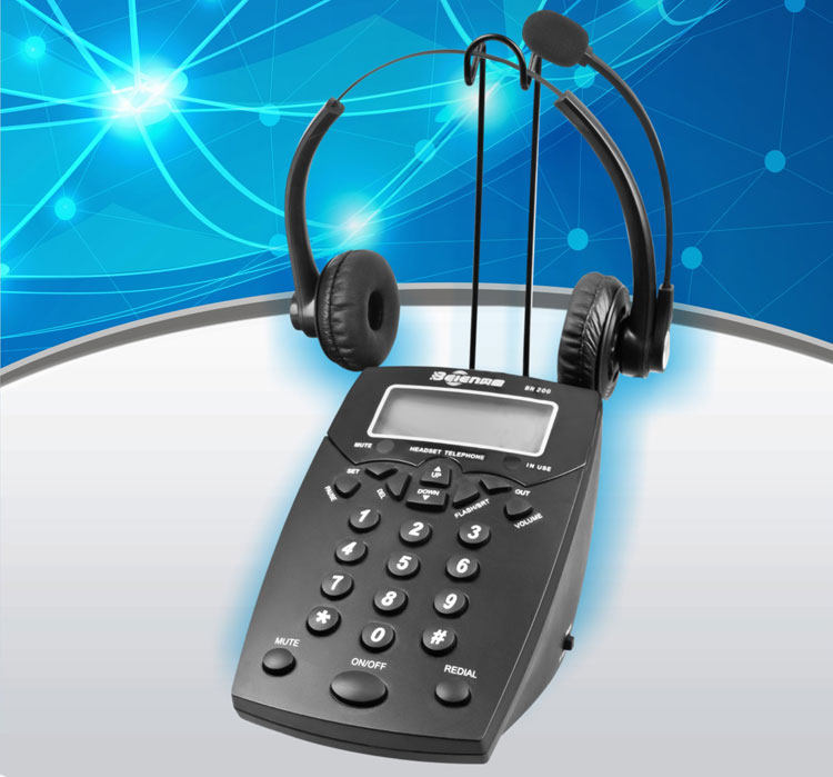 Beyne BN200 telephone operator ear phone telephone electric pin external to call center customer service special belt headphone seat machine box