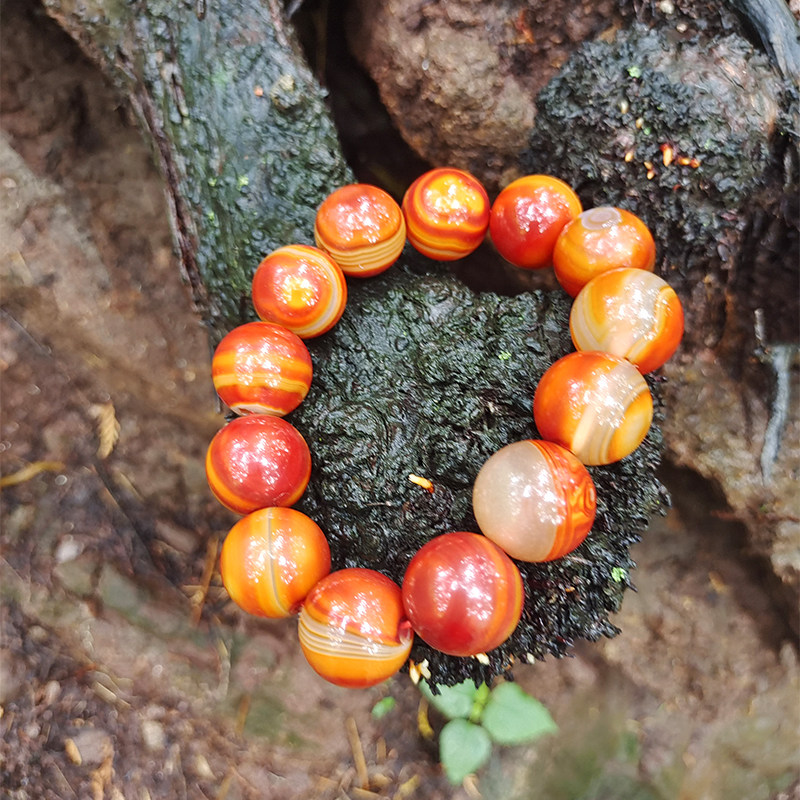 Natural crystal agate bracelet men's Buddha beads national wind wrapped silk round beads hand chisel jade stone play semi-precious stones love