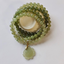 Natural and Tian Qingbaiyu gradient clear water lake Old-type bead Multi-circle bracelet female jade 100 hitch-ride identification certificate