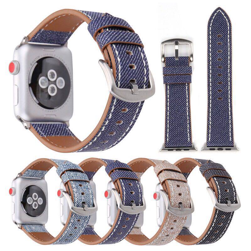 Suitable for apple watches iwatch7 meters with genuine leather applewatchSE 654321 generations of denim protection wrists