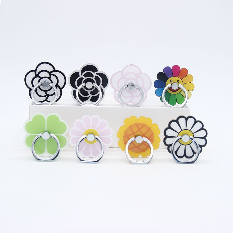 Camellia Hoa hướng dương Lười điện thoại di động Đứng cỏ bốn lá Daisy Sun Flower Kim loại Khóa tùy chỉnh - Nhẫn nhẫn vàng tây nữ